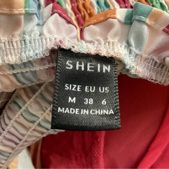 SHEIN Multi-Color Striped Halter Top M Dopamine Balletcore Boho Coquette Girl - Picture 8 of 8